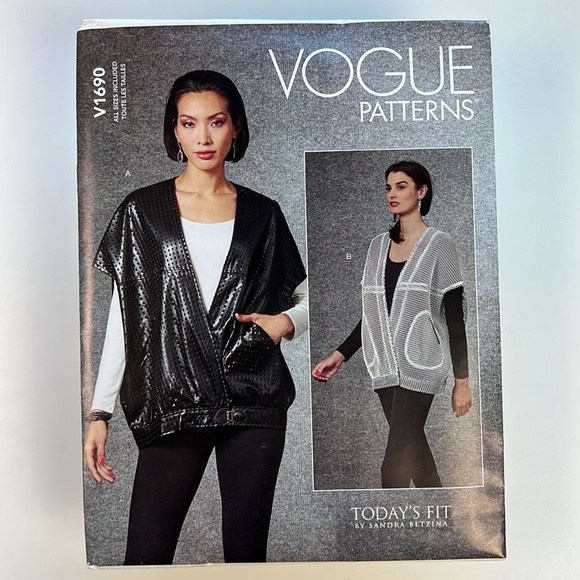 VOGUE PATTERNS V1690 Sewing Pattern All Sizes Cocoon Vest Oversized - New, Uncut - Picture 9 of 9